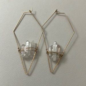 Wire earrings with clear quartz